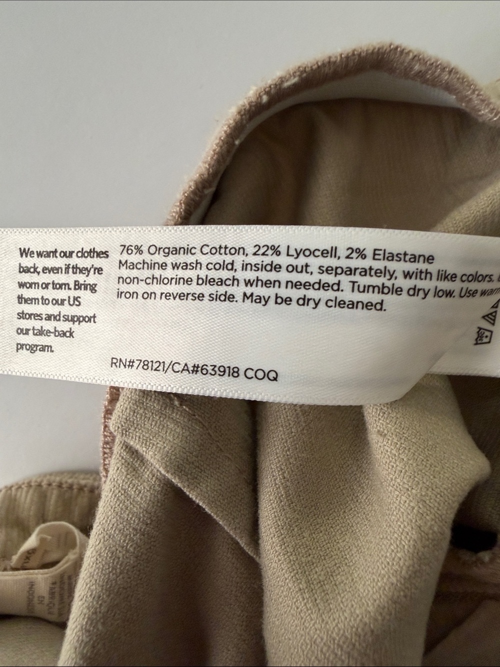 Eileen Fisher organic cotton beige corduroy pants size Small Petite S/P - Picture 8 of 8